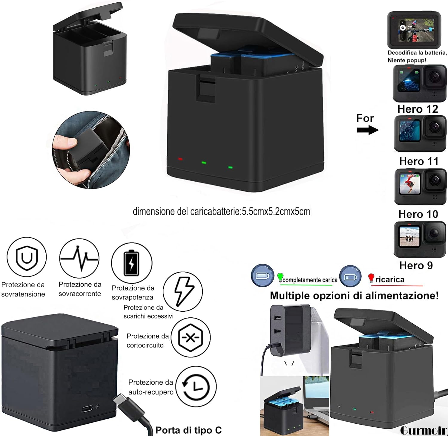 Cargador y baterías Gurmoir